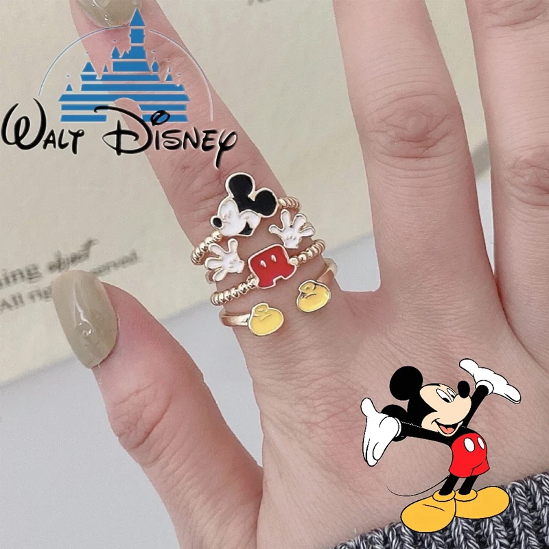 

Disney Mickey Mouse Ring Cute Cartoon Rings Jewelry Accessories Open Adjust Ring Birthday Party Supplies for Girlfriends Gifts