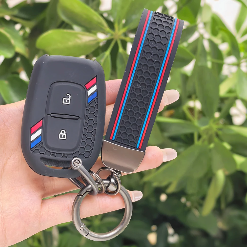 For Renault Captur Duster Logan Stepway TWingo Clio Sandero Stepway Arkana Kadjar Car Key Fob Case Keychain Silicone Key Holder