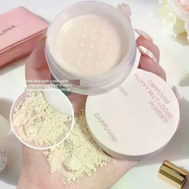 Zestaw do makijażu Velvet Mist, pudrowy, delikatny i nieklejący się pudr w mgiełce, matujący, utrwalający makijaż, przezroczysty pudr miodowy utrwalający makijaż.