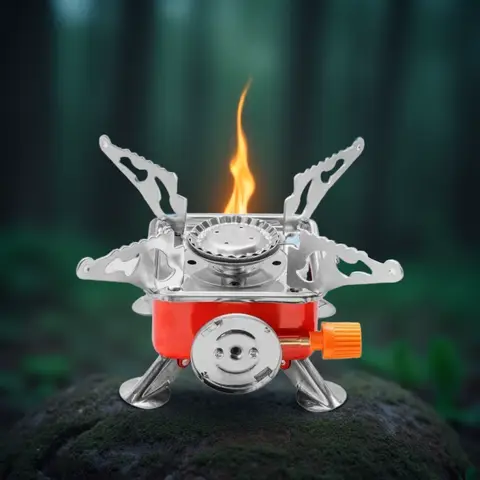 KIQUNE Camping cookware Mini Square Stove Portable Folding Gas Stove Card Ultra-Light Travel Cookware Hiking Equipment