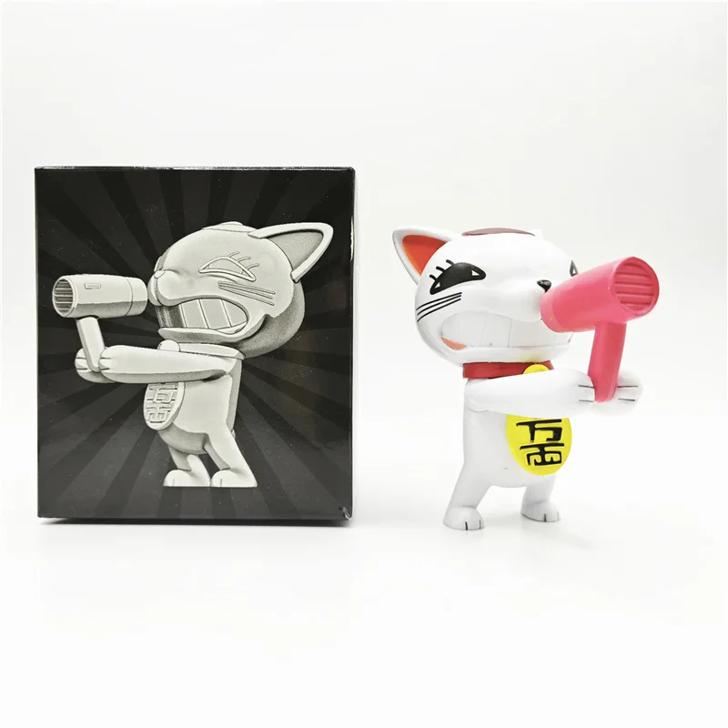 9cm anime dandadan figura turbo vovó o gato da sorte modelo brinquedo boneca aciton figura desktop carro ornamentos chá animal de estimação
