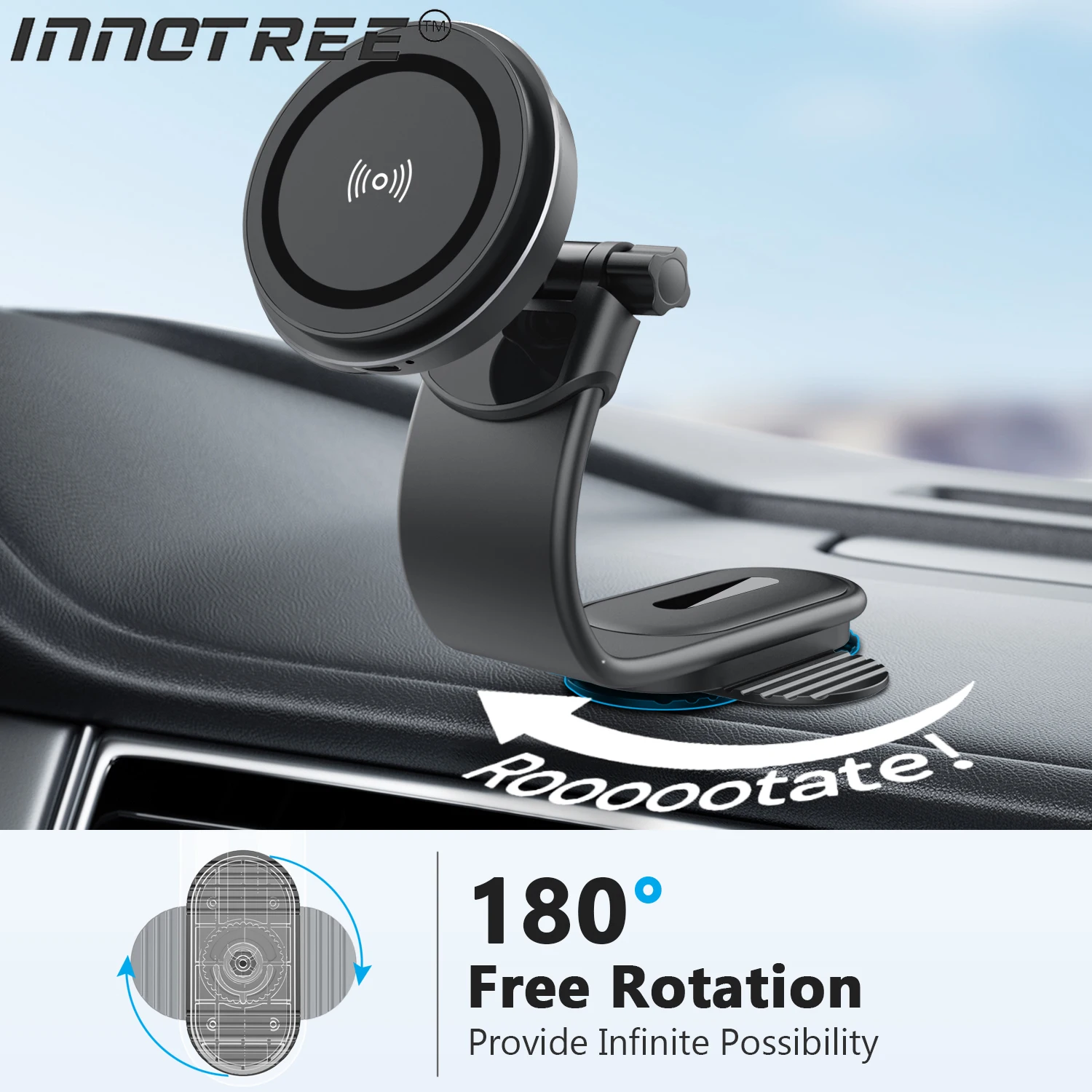 

INNOTREE 15 Вт быстрая беспроводная зарядка автомобильное крепление магнитный складной держатель для телефонов MagSafe универсальный для приборной панели автомобиля лобовое стекло