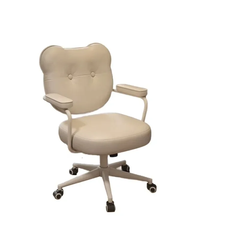 Adjustable Swivel Ergonomic Makeup Computer Chair Comfortable Synthetic Leather Home Desk Chair Lift Feature Modern for Girls