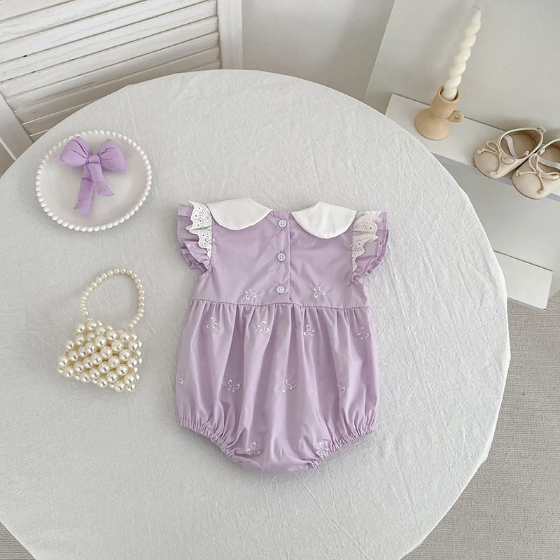 2026 Neuer Sommer Neugeborenen 0-24M Säugling Baby Mädchen Strampler Baby Mädchen Kleidung Flatterärmel Baumwolle Bedruckte Baby Mädchen Strampler – Detail 20