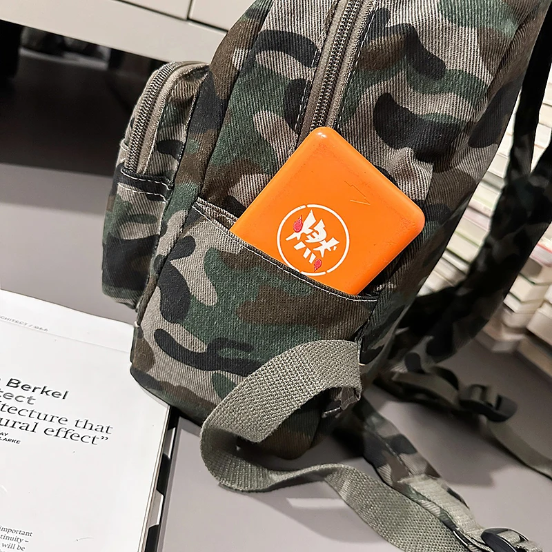 Leopard Small Canvas Backpacks Women 100% Cotton Little Casual Backpacks Camouflage Cute School Bags For Teenage Girls