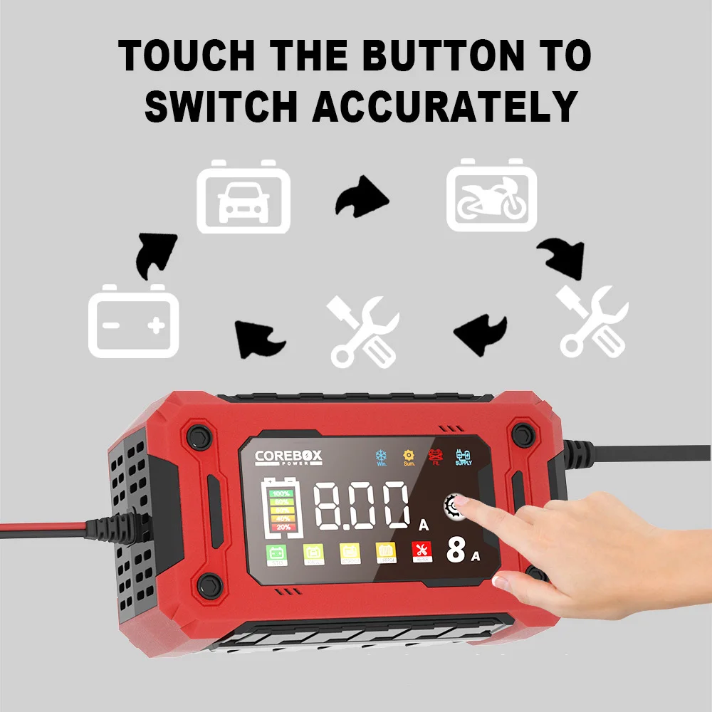 12V 15A 8A Auto- und Motorrad-Smart-Batterieladegerät für Lifepo4 Blei-Säure AGM Digital-Touchscreen Lithium-Eisenphosphat-Ladegerät – Detail 20