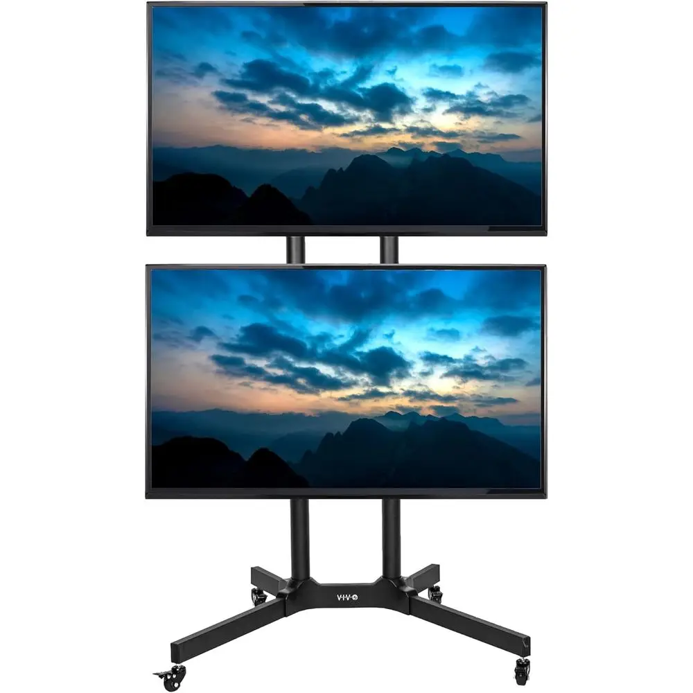 

Universal TV Stand for 32-65 Inch TVs, Dual Screen Support, Lockable Wheels, Max VESA 600x400, Black
