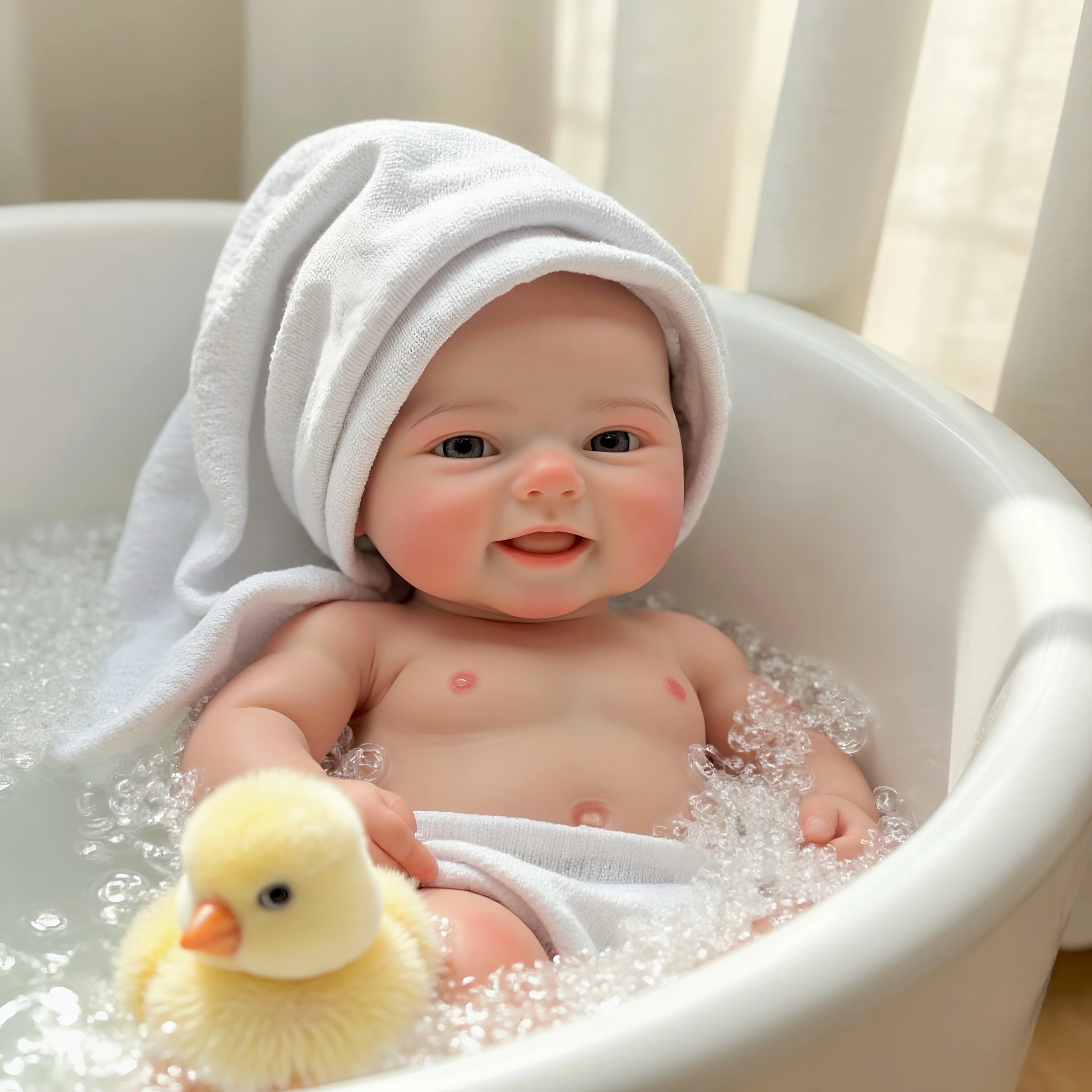 Aizwa1 16 Inch Realistic Newborn Bebe Emmy | Handmade Solid Silicone Reborn Girl | Soft-Touch Doll