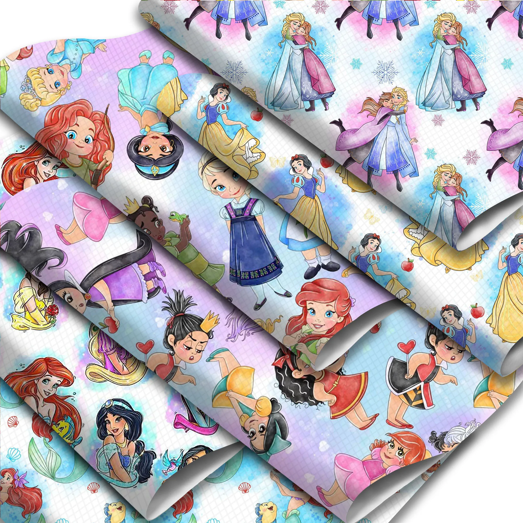 Disney Princess Cinderella 20*33cm Ordinary Faux Synthetic Leather Fabric For Bows Leather Roll Crafts DIY Handmade Material