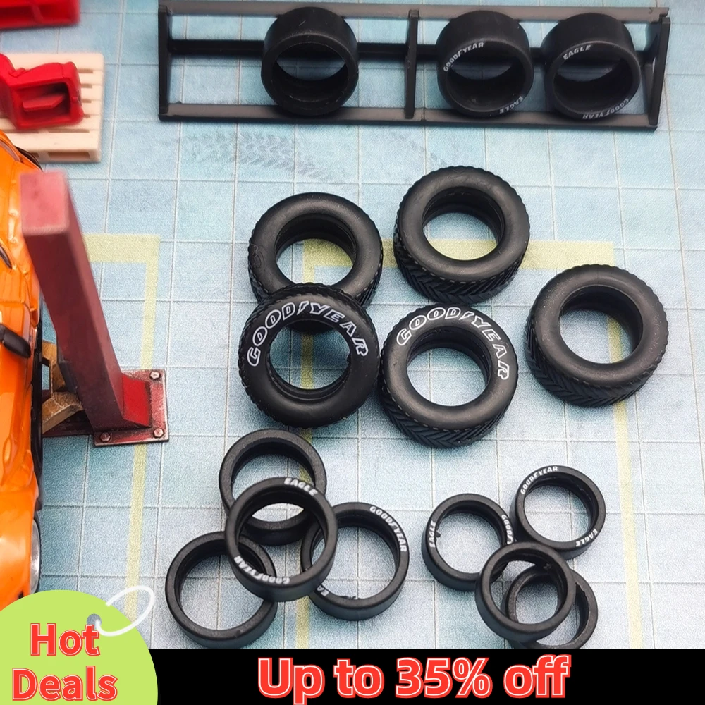 1/64 Rubber Tires for Hot Wheels and Off-road Vehicle Detail-up Replacement Parts Model Car Toys 10.7mm/12.7mm /17mm(1 Sets)