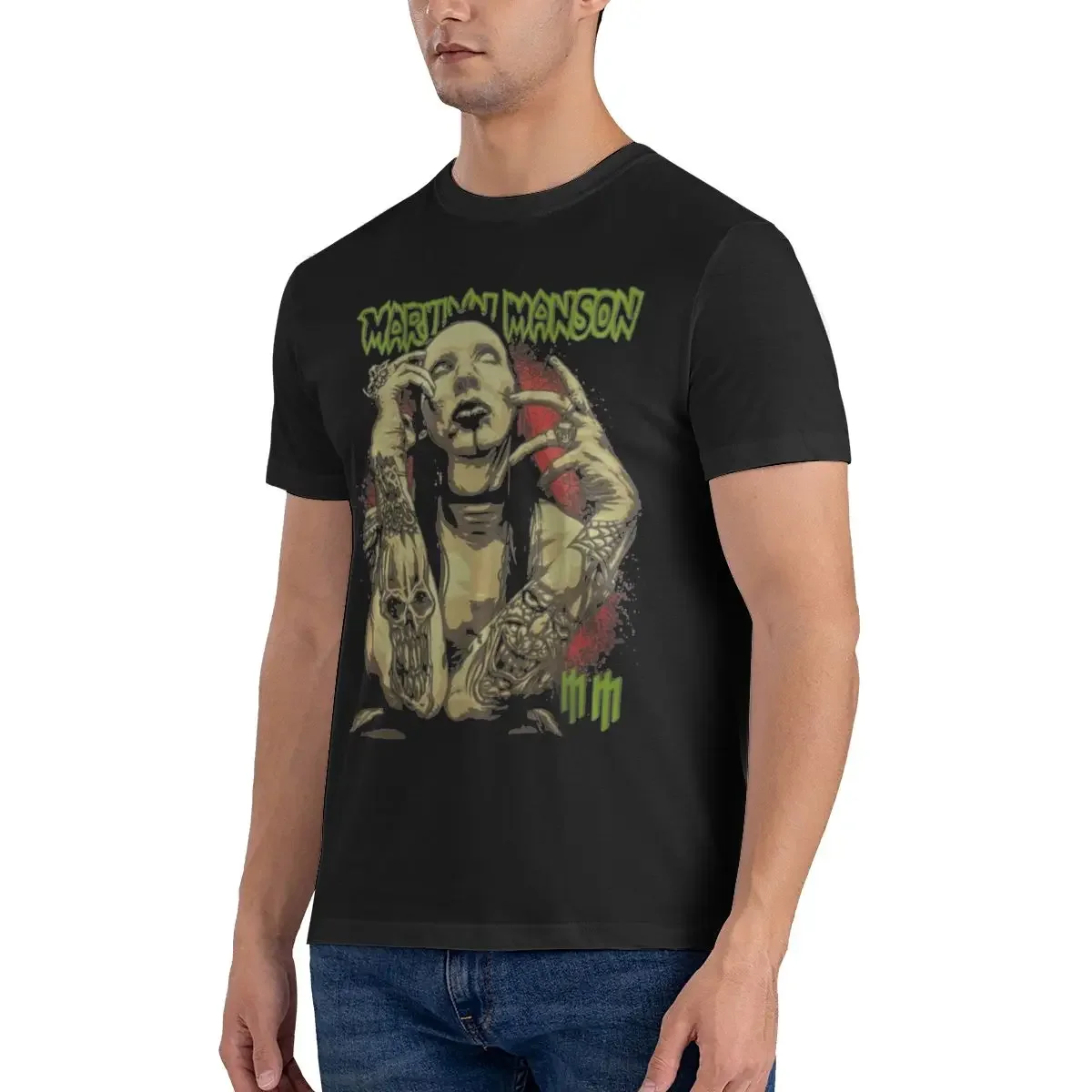 T-shirt classica unisex in cotone da uomo Marilyn Manson per uomo e donna, maglietta classica