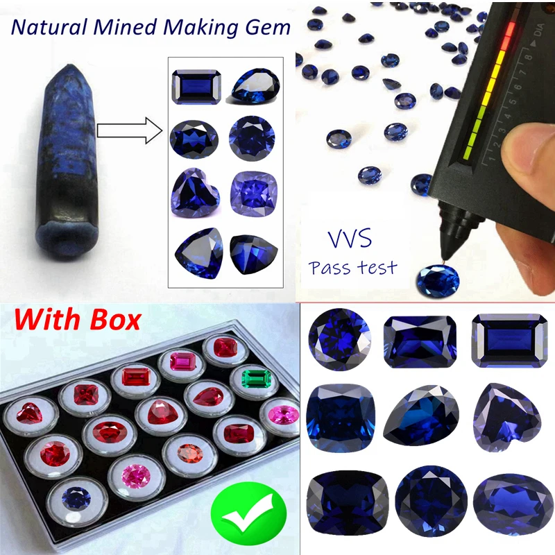 Pretty Sapphire Emerald Cut VVS Loose Gemstones Pass Tested Blue Sapphire for Jewelry Accessories and Collections DIY Gems