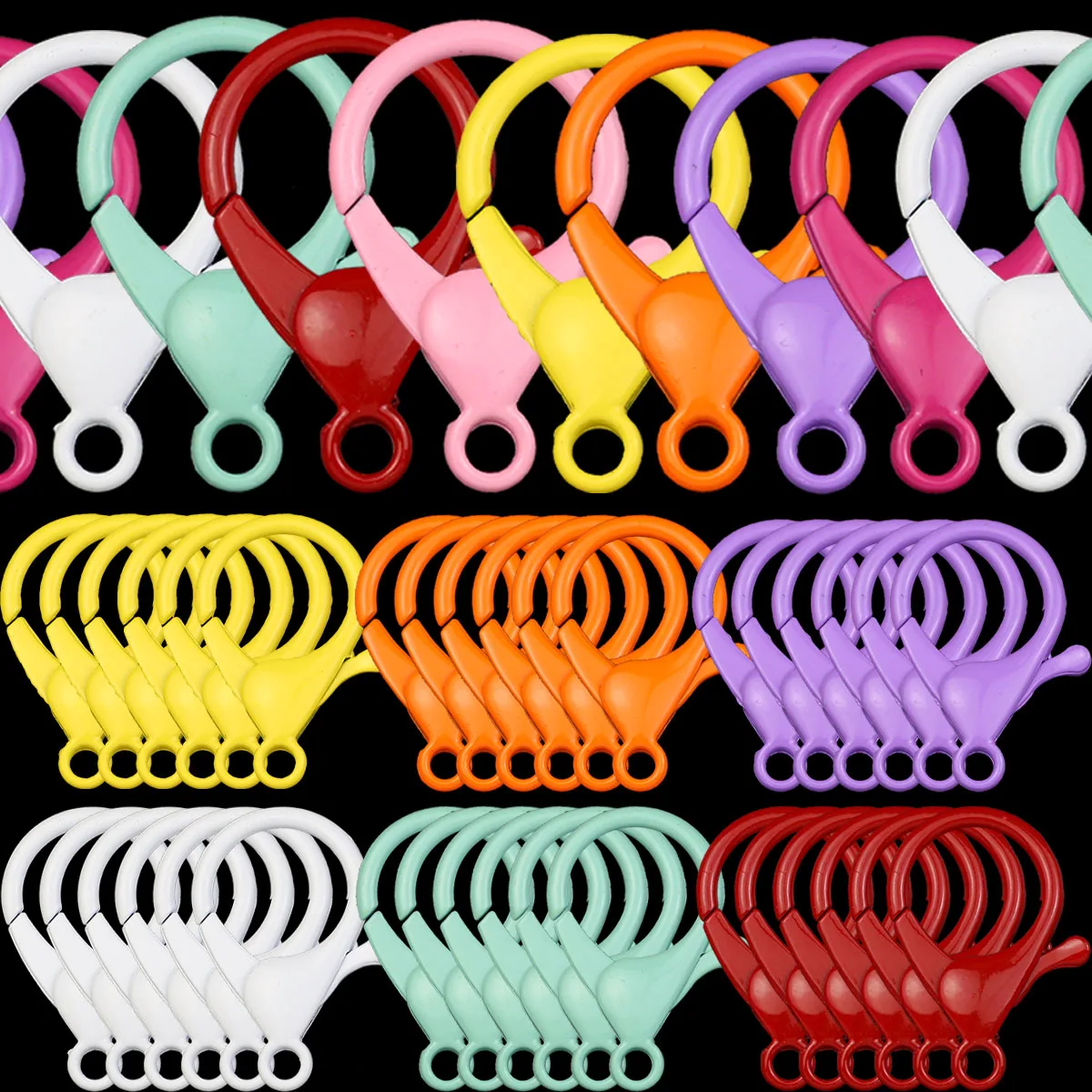 20/60/100Pcs 25/35MM Plastic Lobster Clasp Bag Keychain Colourful Connector For Making Bracelet Jewelry Pendant DIY Accessories