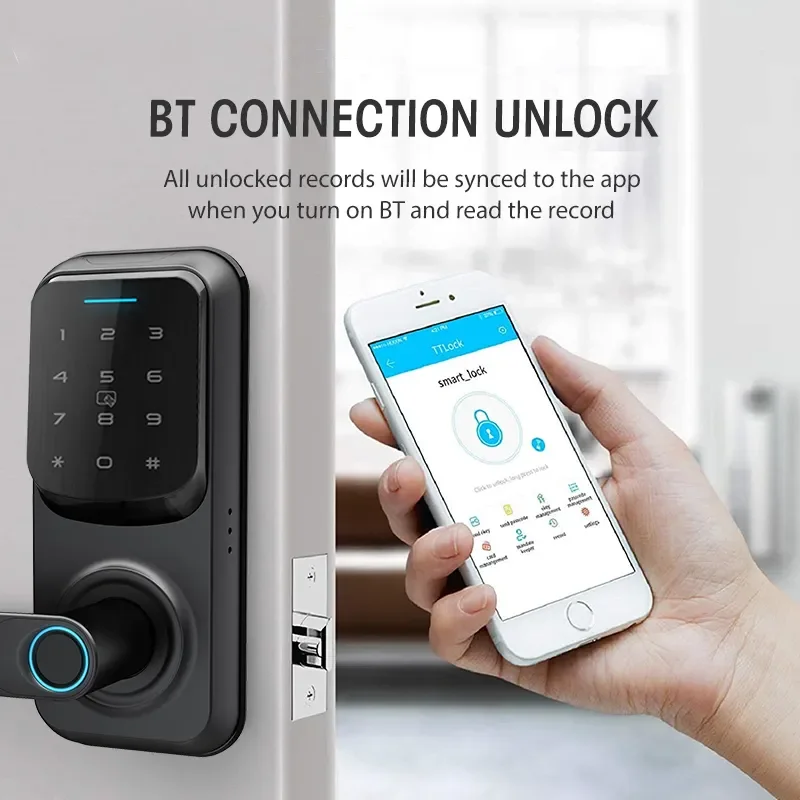 Single latch Smart door lock TTlock tuya Fingerprint Password keypad Electronic Digital door lock