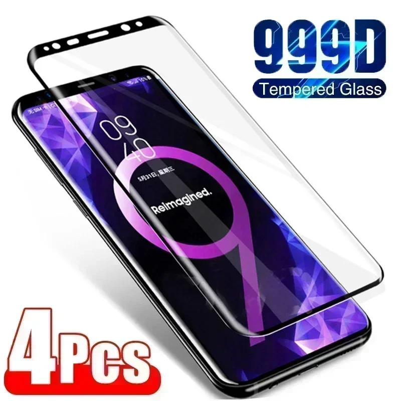 

4PCS Curved Protective Glass on Samsung S10 S9 S8 S20 S21 S22 S23 Plus Screen Protector Glass for Samsung Note 20 Ultra 10 Plus