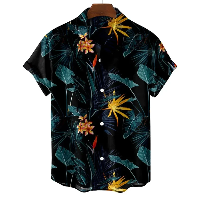 Chemise de plage florale hawaïenne pour hommes et femmes, chemises à manches courtes, streetwear à boutons, vêtements unisexes, imprimé en 3D, mode décontractée