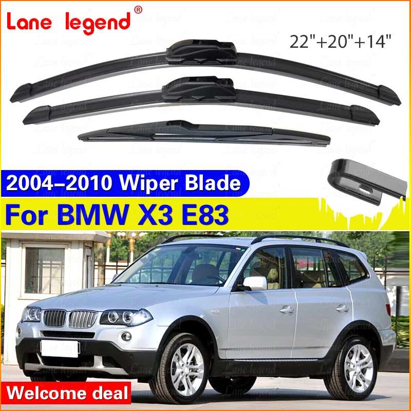

3Pcs Front Rear Wiper Blades Set Kit For BMW X3 E83 2004 2005 2006 2007 2008 2009 2010 Windshield Windscreen Window Brushes