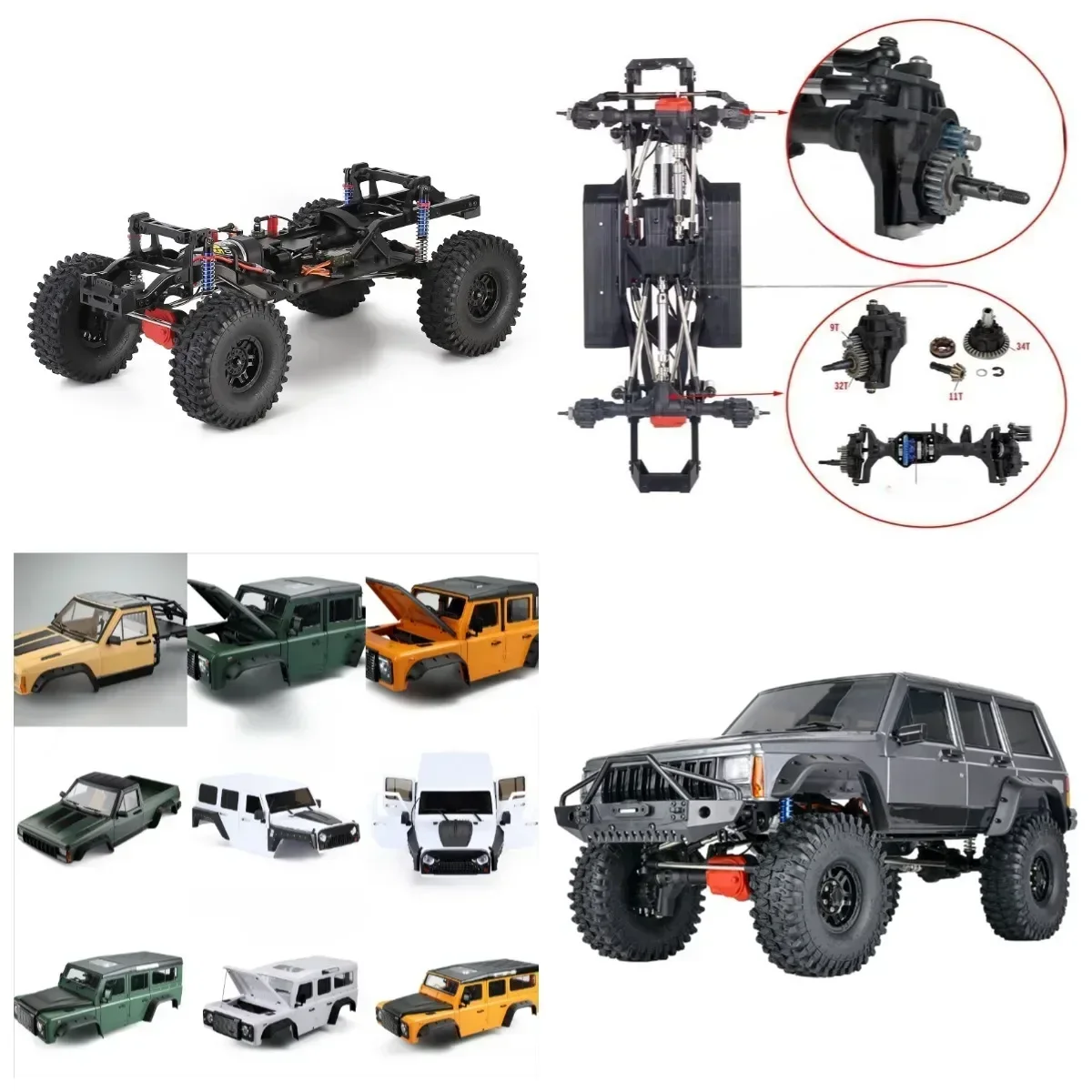 AUSTARHOBBY RC 313mm 2-Speed Transmission Chassis Frame with Differential Portal Axle for Trxs TRX-4 1/10 RC Car DIY Parts