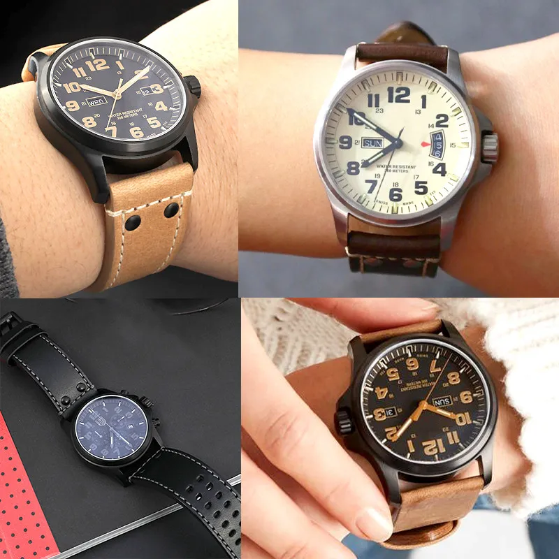 26mm Leather watch strap for men Original LUMI NOX 1920 1925 1945 1927 1947 1941 1929 1881 Top layer of cowhide watchband