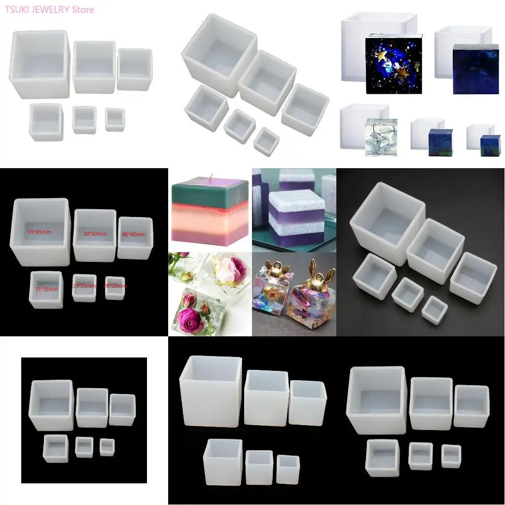 

62KE 6PCS Квадратная смоля кубика кубика Силиконовая плесень