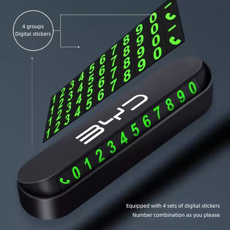 Hidden Luminous Parking Card Temporary Parking Number Plate Suitable for BYD EV Sealed Dolphin DM-i ATTO 3 Qin Pro Tang Yuansuo