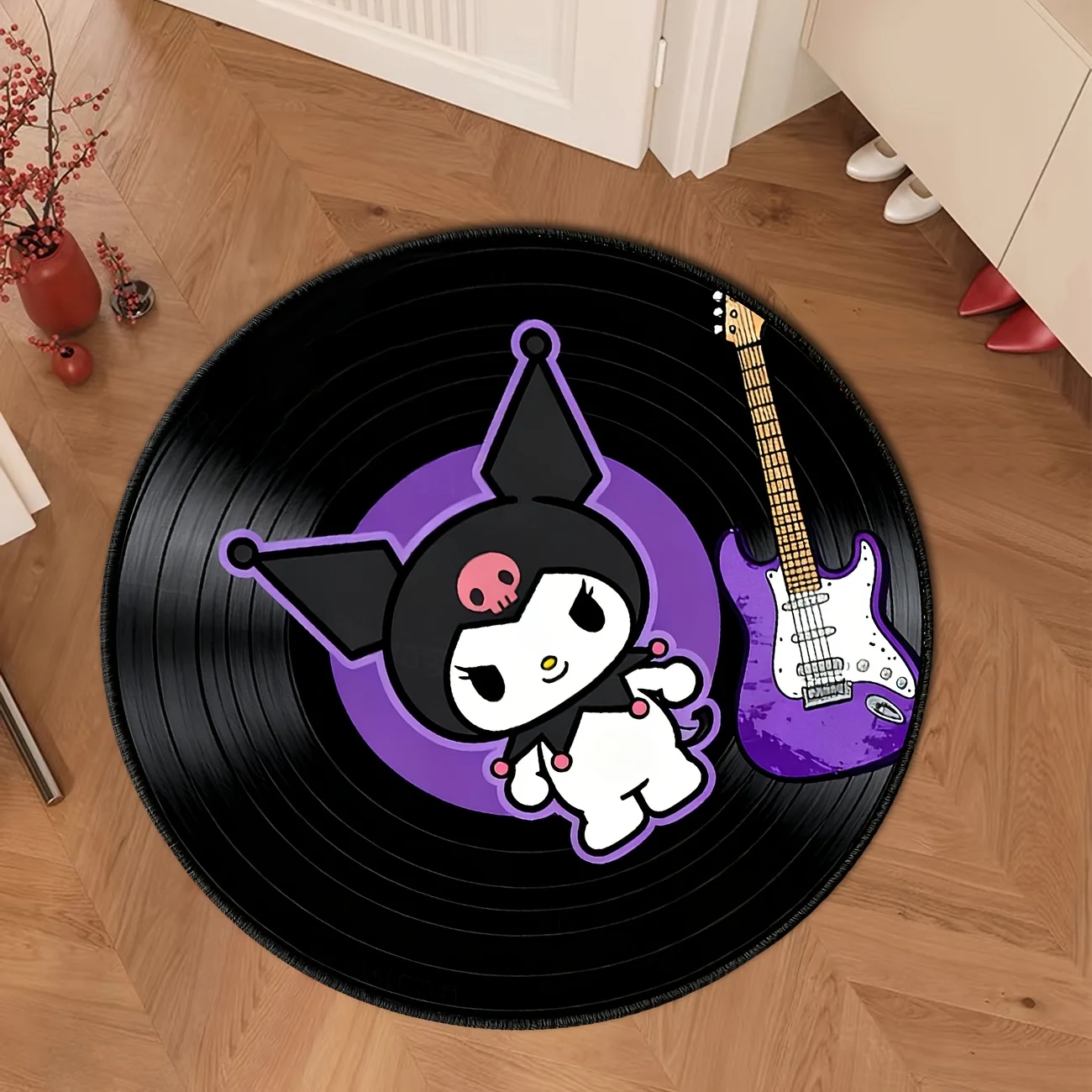 Sanrio Big Face Bow Round Rug Cute Kawaii Room Decor Floor Carpet For Adult Bedroom Living Room And Home Office - view 2