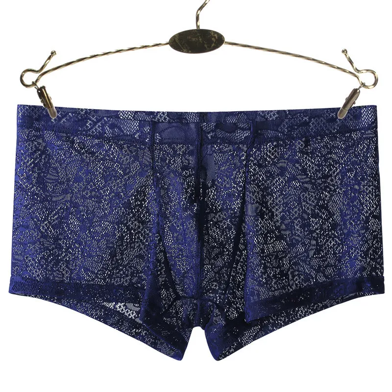 

Sexy Lace Underwear Mens Boxers Shorts Transparent Mesh Underpants Summer Intimates Breathable Sport Shorts Boxers Pantie