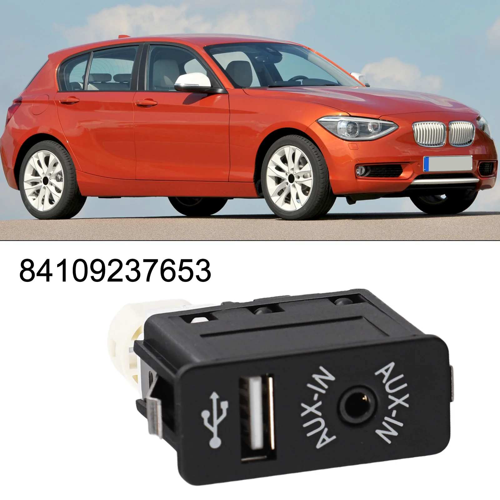 Black AUX Input Socket AUX Socket Light Weight Non-deformation Small Size Wear-resistant Car USB AUX Input Socket