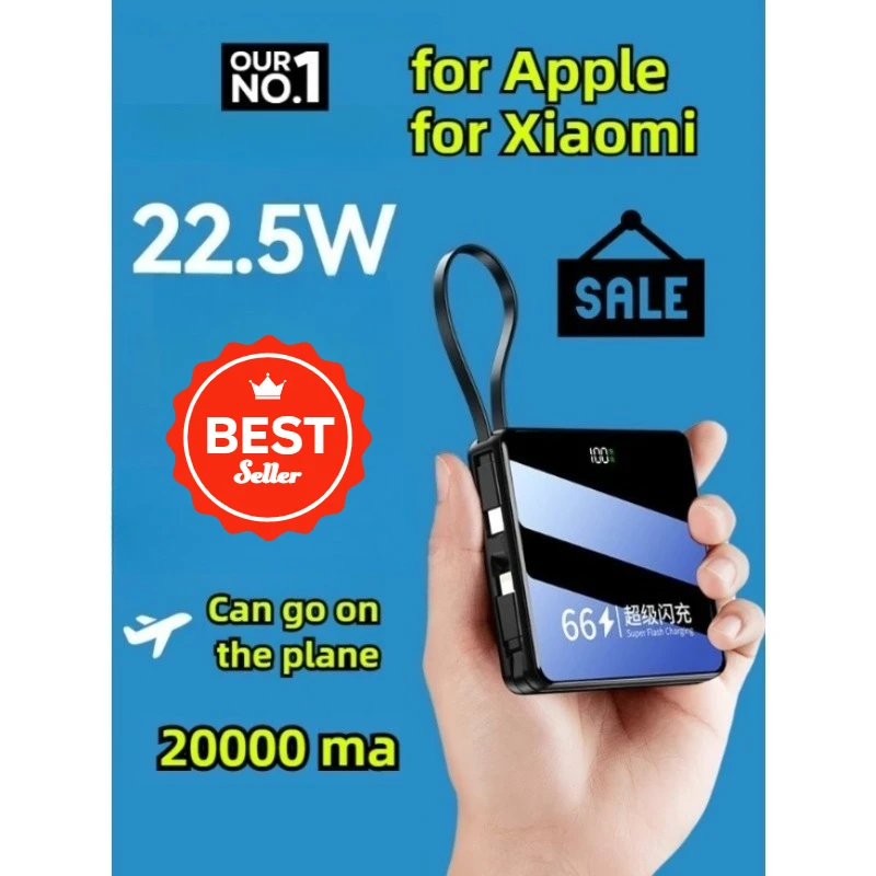 

20000mah for Apple for Xiaomi Power Bank with Built-in Dual Line Portable Power Bank