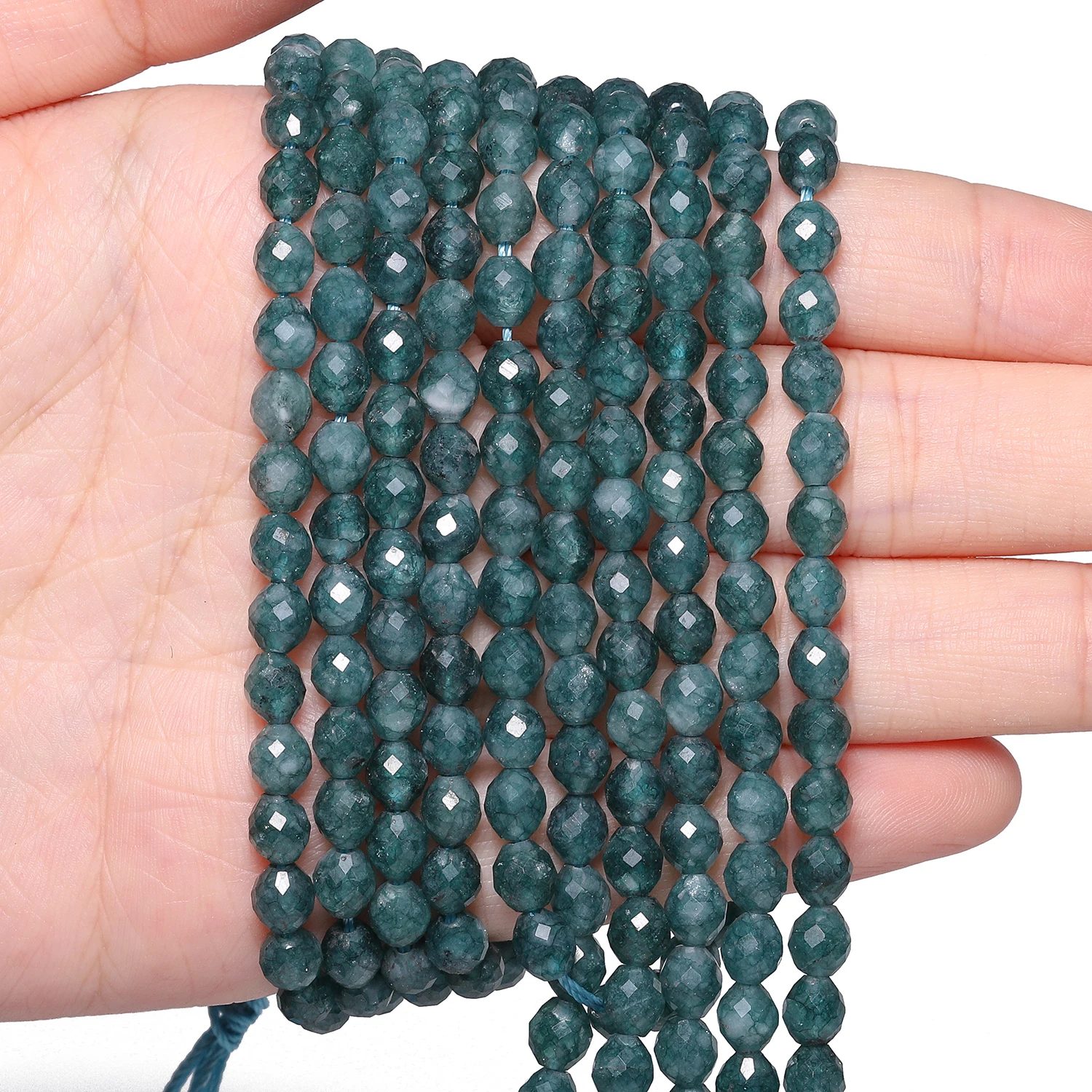5x6mm dunkelgrüne Jadesteinperlen facettierte ovale Formperlen für Schmuckherstellung Diy Tropfen Armband Halskette Zubehör – Detail 8