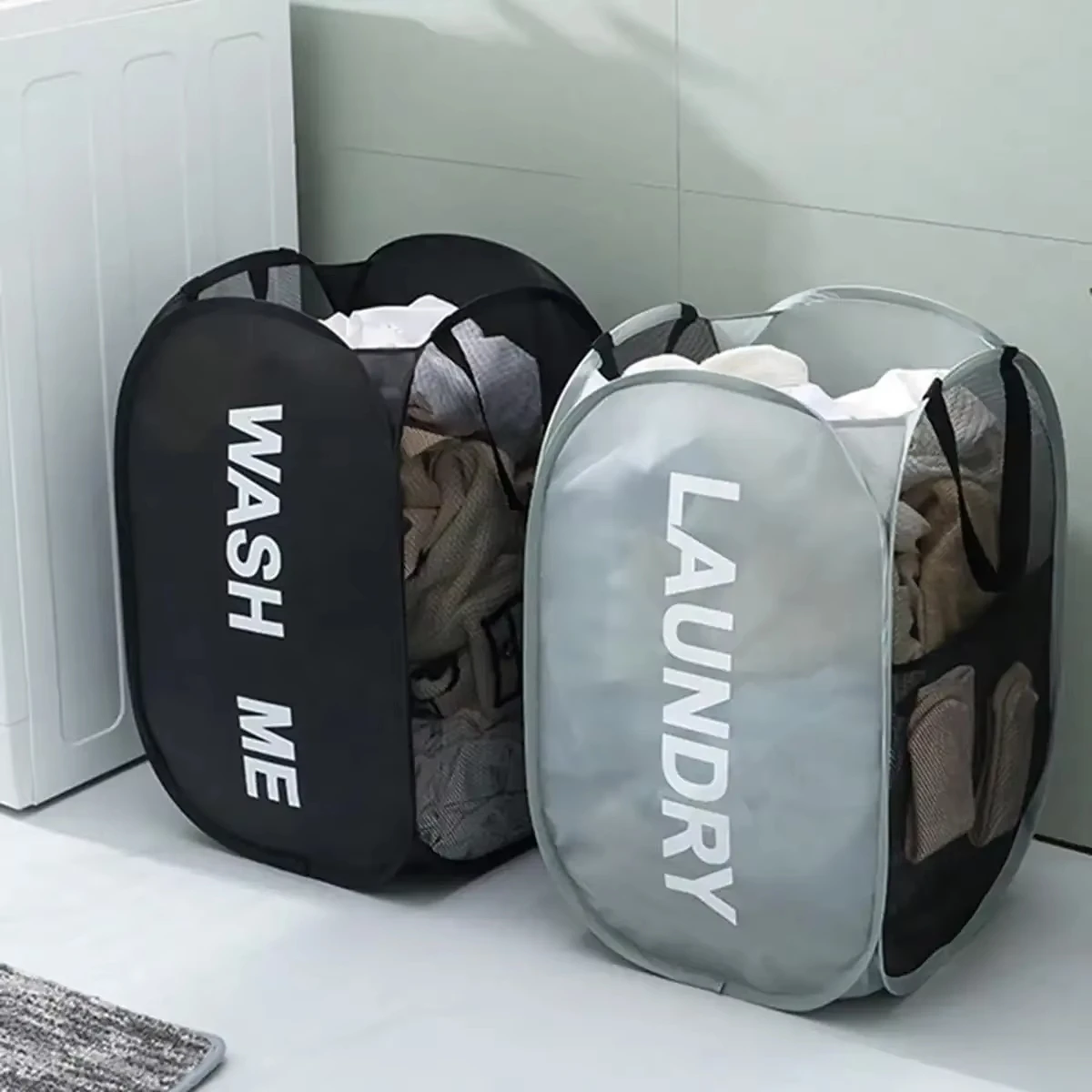 

Durable Folding Simple Laundry Basket Largewashable Clothes Toy Storage Organizer Fashionmesh Breathable Bathroom Accessories