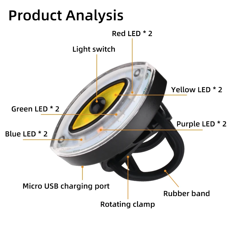 COBA-enquêter arrière de vélo LED aste par USB, équipement de conduite créatif, avertissement d\'urgence avec clip, torche à iode clignotant pour le