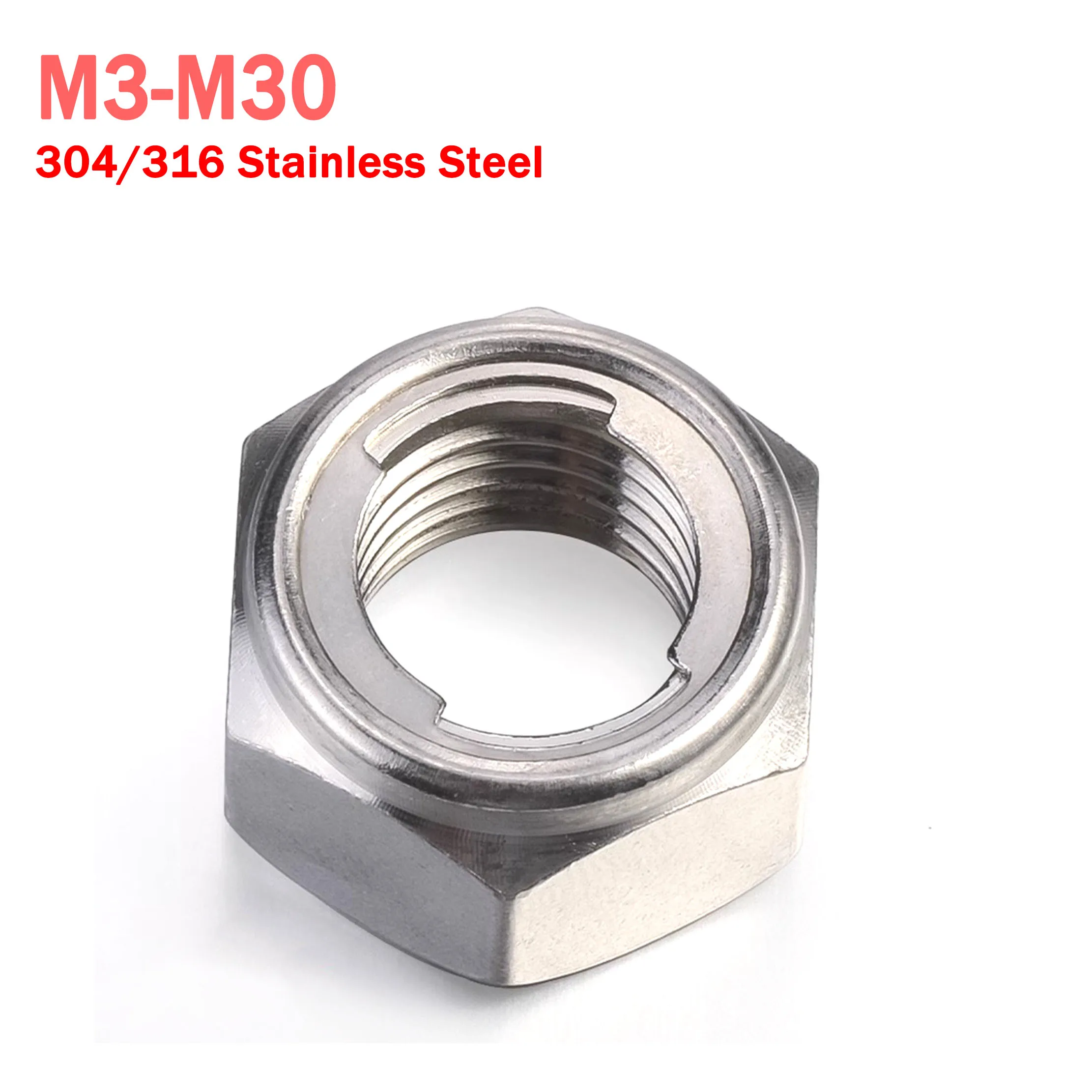 M3 M4 M5 M6 M8 M10 M12-m30 304/316 Stainless Steel Metric All Metal Insert Hex Hexagon Self Lock Nut Locknut Din980 Gb6184