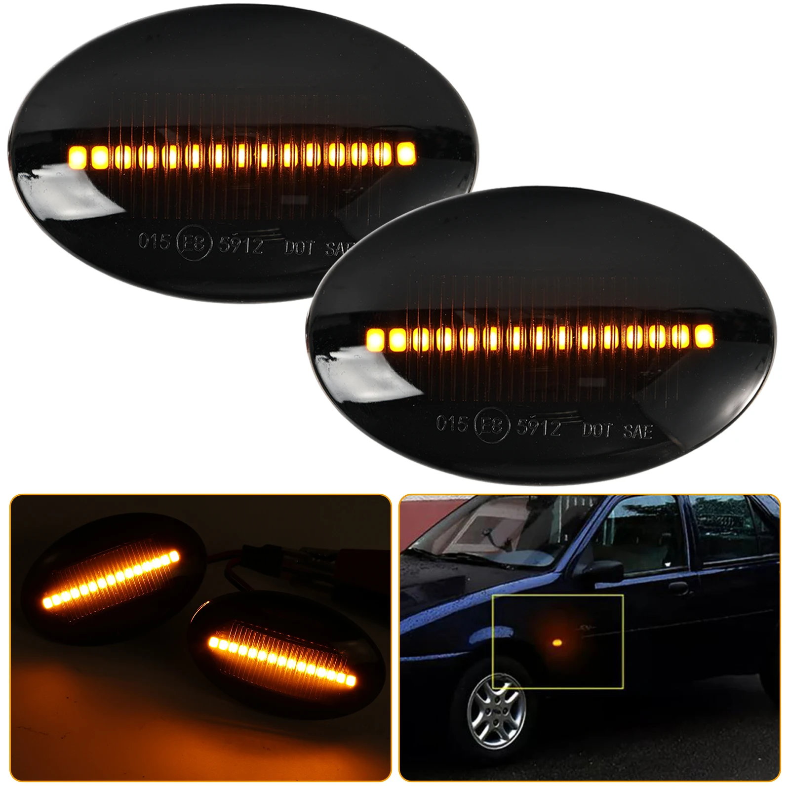 2pcs L&R Dynamic Amber LED Side Indicator Repeater Light Flowing Turn Signal Blinker For Ford Transit Tourneo MK6 MK7 2000-2014