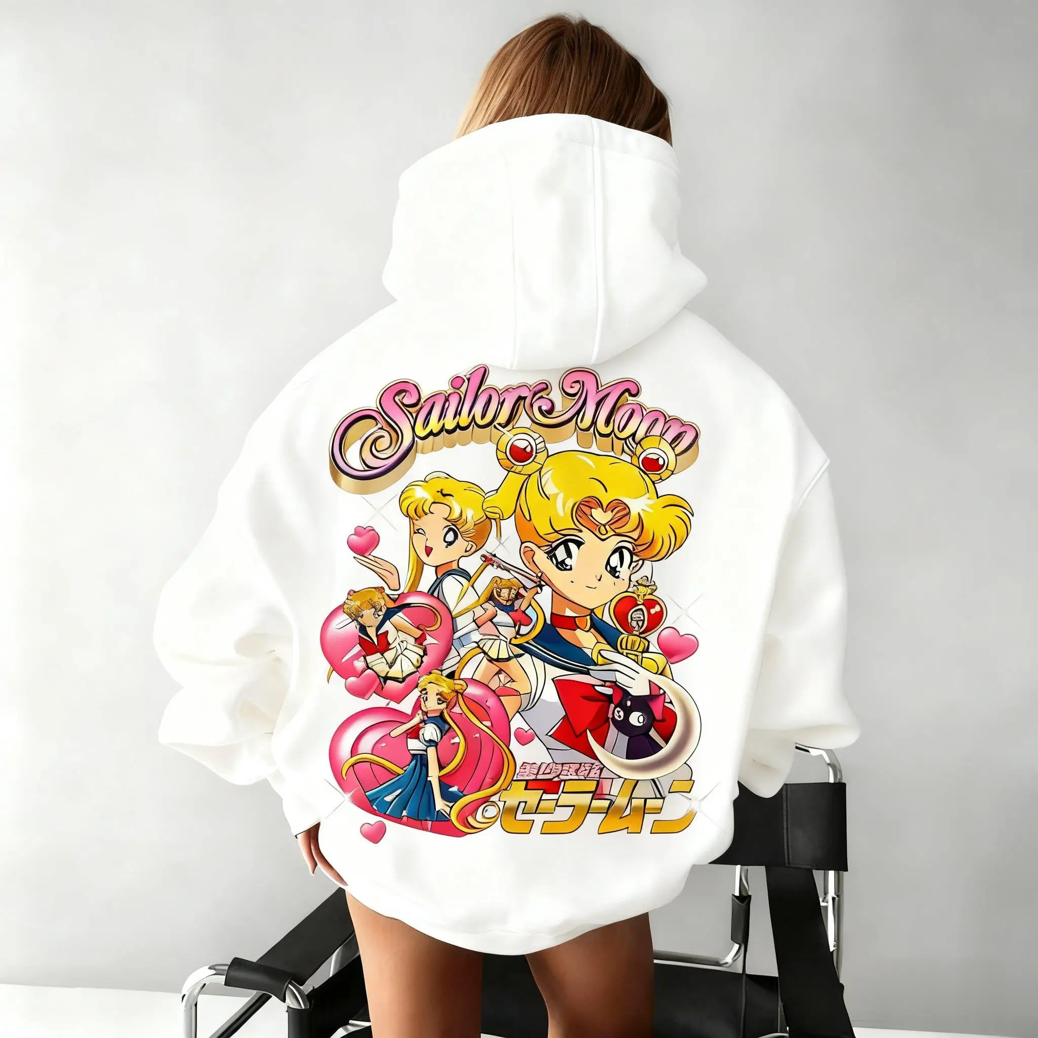 Sailor Moon Oversized Hoodie Mannen Vrouwen Sweatshirt Anime Print Casual Streetwear Cosplay Jas Lente Herfst Y2k Tops