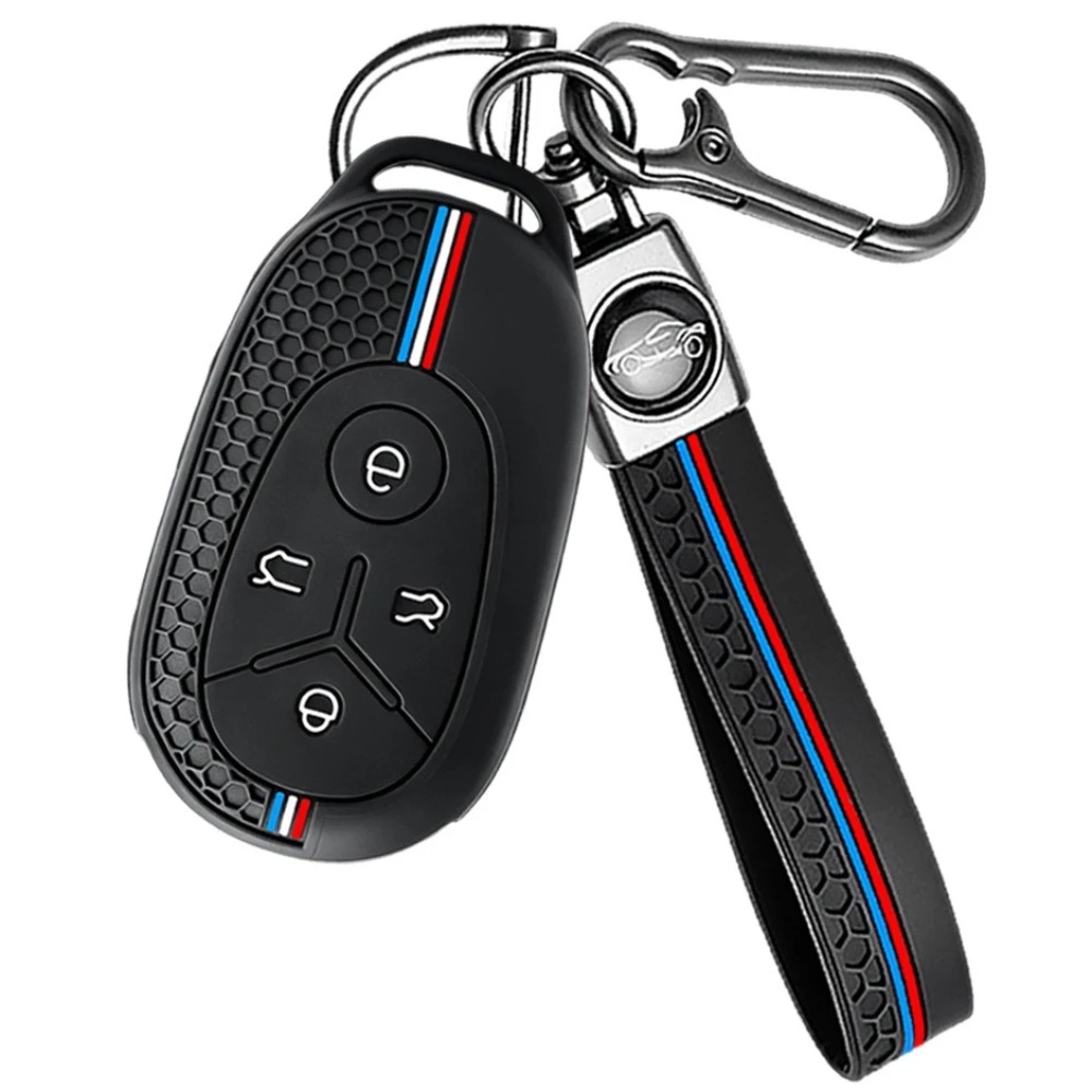 Keychain For Geely EX2 GEOME Galaxy 2025 Light Star Wishes Exploration Youth Version 4 Button Silicone Key Case Cover Holder