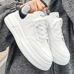 Men White Flat Sneakers 2025 New Trend Leather Breathable Sports Shoes For Men Tenis Shoes Spring Autumn Low-top Board Sneakers