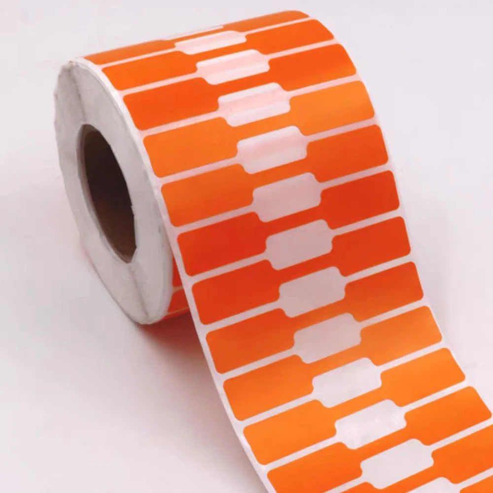 2000pcs/Roll Barbell label 70x12mm necklace ring jewelry tag label printable waterproof thermal blank barcode label White/Orange