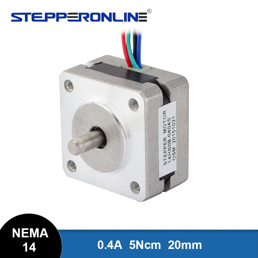 Nema 14 Stepper Motor Bipolar 1.8deg 5Ncm (7.08oz.in) 0.4A 10V 35x35x20mm 4 Wires for DIY CNC 3D Printer