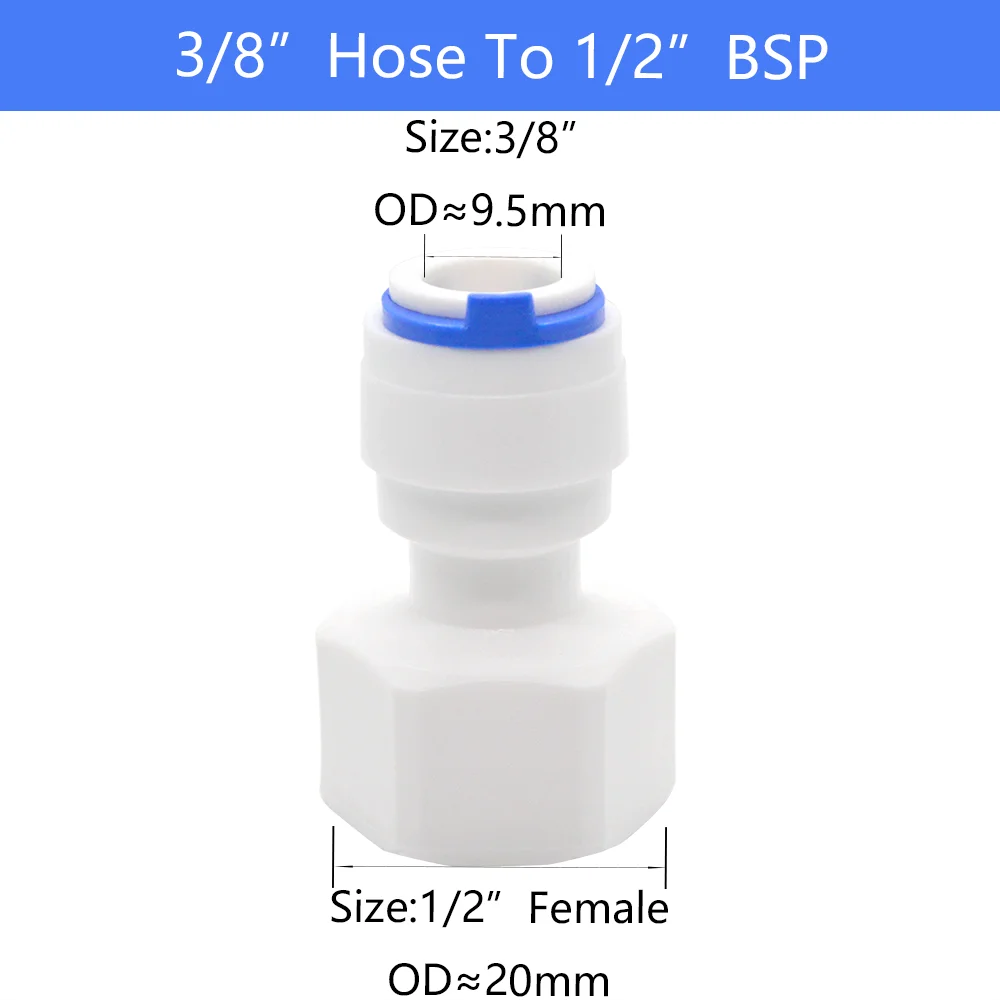 YQBS-accesorios para acuario RO, conector rápido 1/8, 1/4, 3/8, 1/2, adaptador de rosca hembra 3/4BSP, tubo de combinación recta