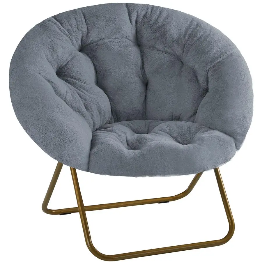 

Comfy Saucer Chair, Faux Fur Lounge Seasting XL Circle Chair for Bedroom, Dorm Gaming, Foldable Fashion Accent Seat for Small Sp