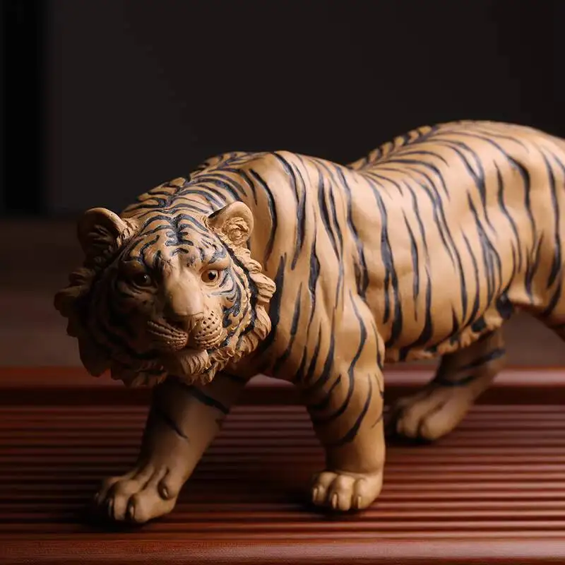 Year Of The Gift: Yixing Purple Clay Pet Ornament, Tiger Design, Fully Handmade, Can Be Used For Play, Kung Fu Set, Tea Table