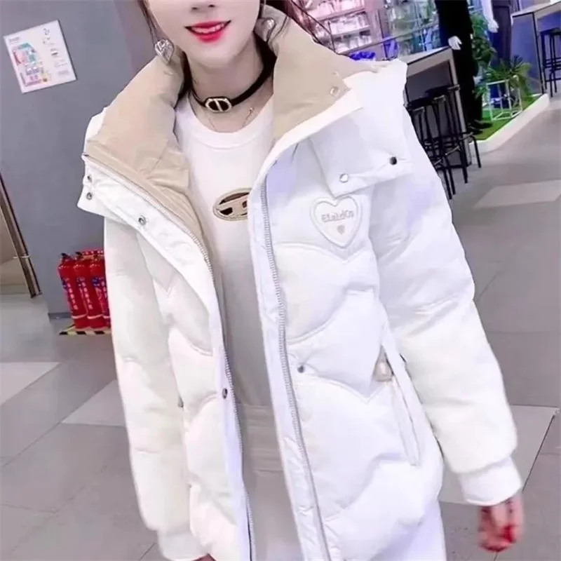 سترة نسائية شتوية جديدة لعام 2025 سترات قطنية فضفاضة وسميكة ودافئة مع قلنسوة معطف طويل غير رسمي ملابس خارجية مقاومة للماء