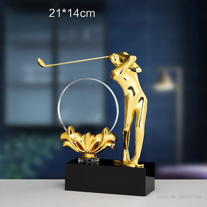 Customized High-end Golf Crystal Trophy, Souvenir Home Decoration Creative Metal Commemorative Total net rod One Hole Award, 1Pc