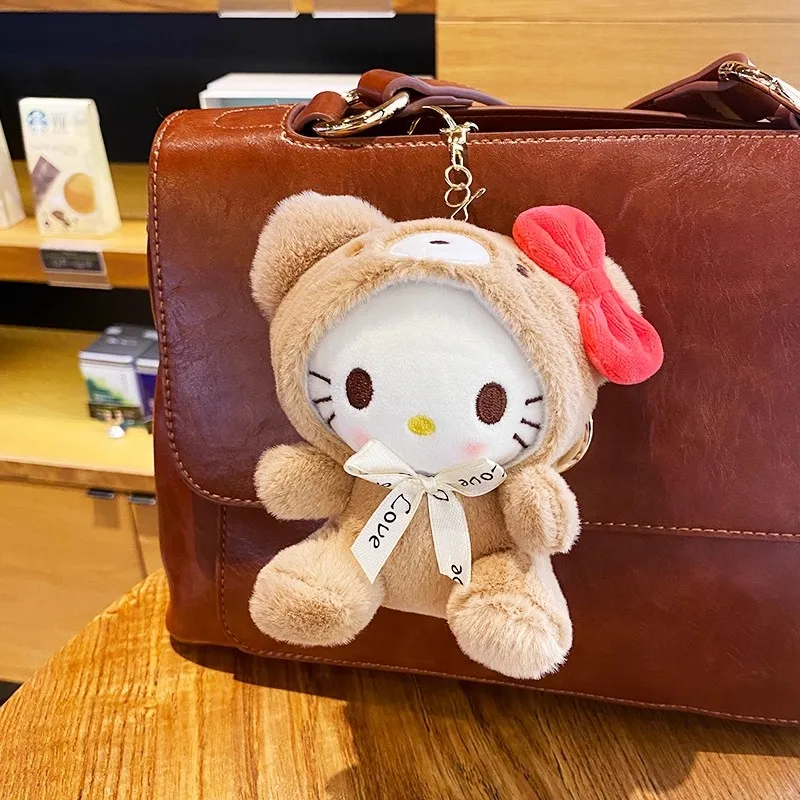 산리오 플러시 키 체인 장난감 인형 카와이 헬로 키티 멜로디 시나모롤 만화 배낭 펜던트 장식 소녀를위한 생일 선물