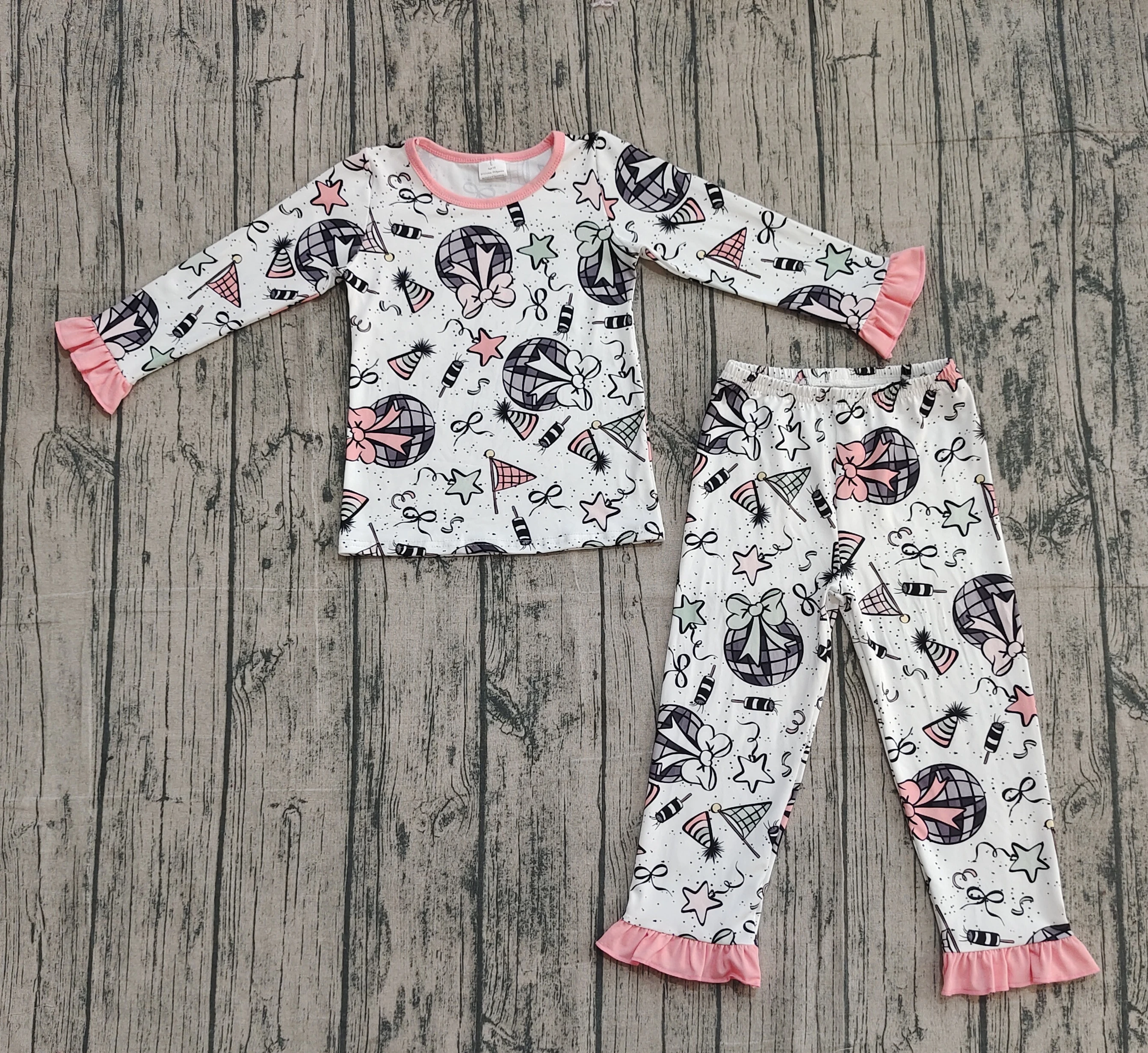 

Z1007-06 GLP2711 Kids Girls Outfit Long Sleeve Top With Pants Set Children New Year Clothes
