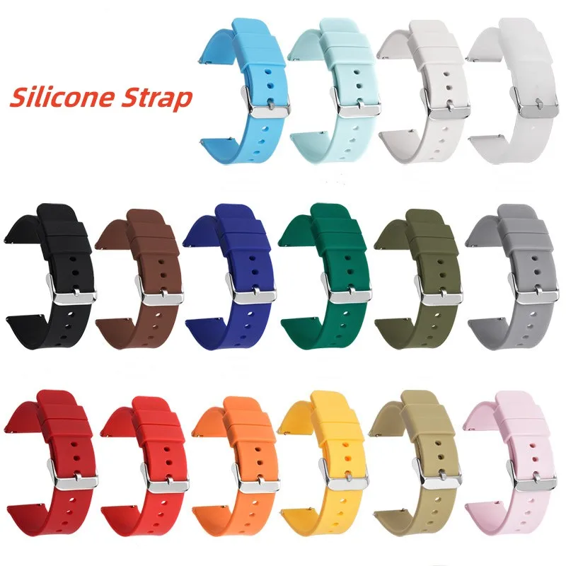 

16mm 18mm 19mm 20mm 22mm 24mm Silicone Watch Strap Men Women Replace Bracelet Soft Rubber for Seiko for Huawei Watch Gt2/3/4