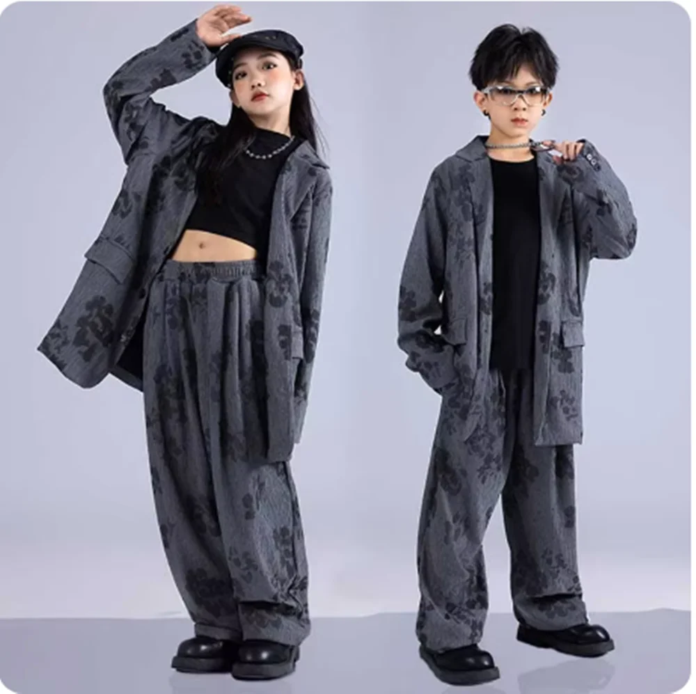 

Children Fashion Suit Boys Jazz Dance Performance Costume Girls Street Dance Clothing Kpop Hip Hop Clothes For Show Kids