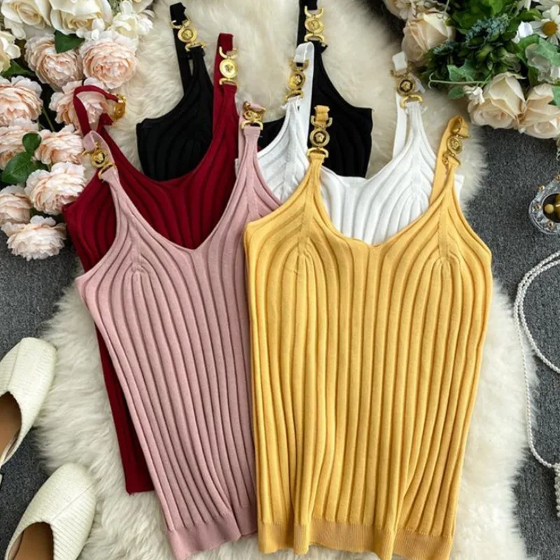 Women Knitted Camisole Clothes Tops Summer 2023 T-shirts y2k Harajuku Vintage Aesthetic Clothing Women Tube Top Streetwear