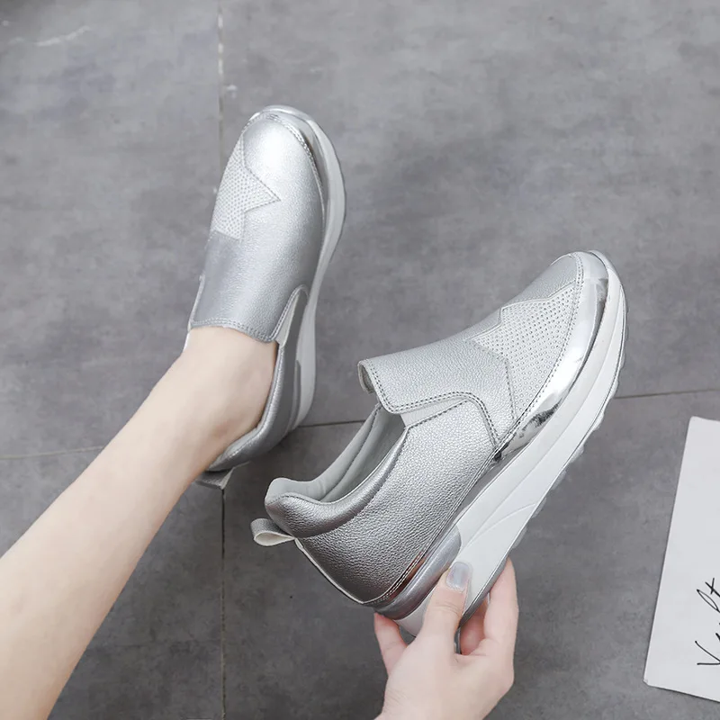 Plus Size 35-43 Shoes for Women Autumn Spring Women Loafers Rhinestone Platform Casual Sneakers Non-slip Zapatos De Mujer